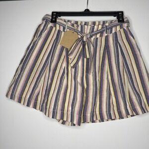 Kori America Striped Linen Shorts NWT small Tie Waist Flair